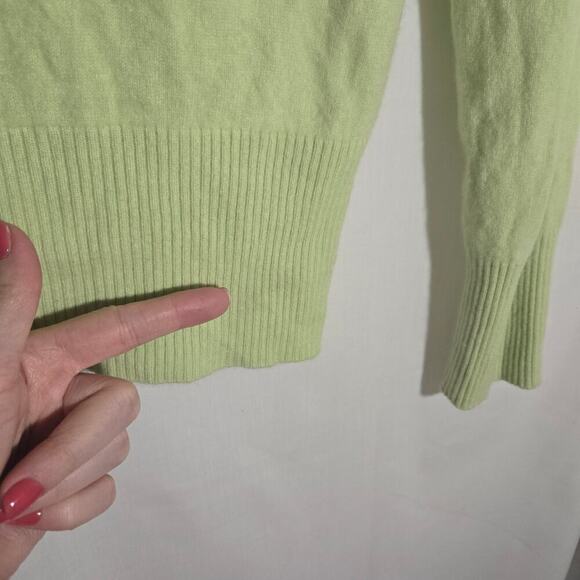 Griffen Cashmere Lime Turtle Neck Spring Bright Minimalist Cozy Pullover P XL - Picture 5 of 6